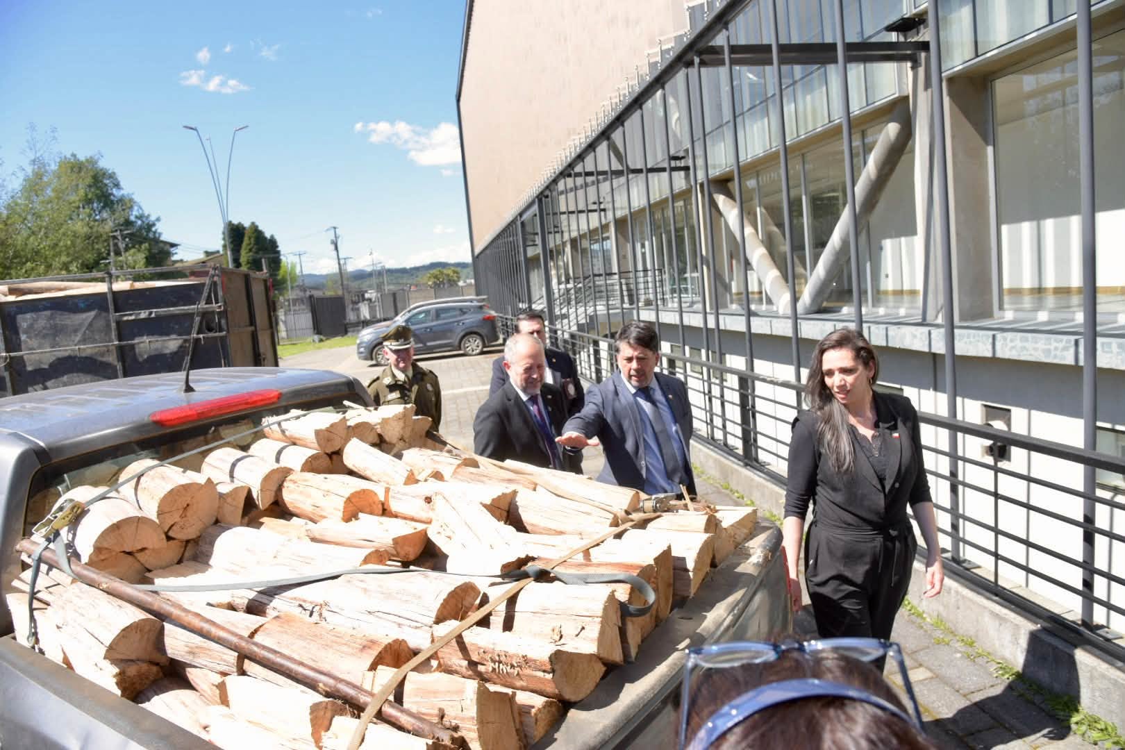 Four detained for timber theft in Corral: vehicles and forest species seized