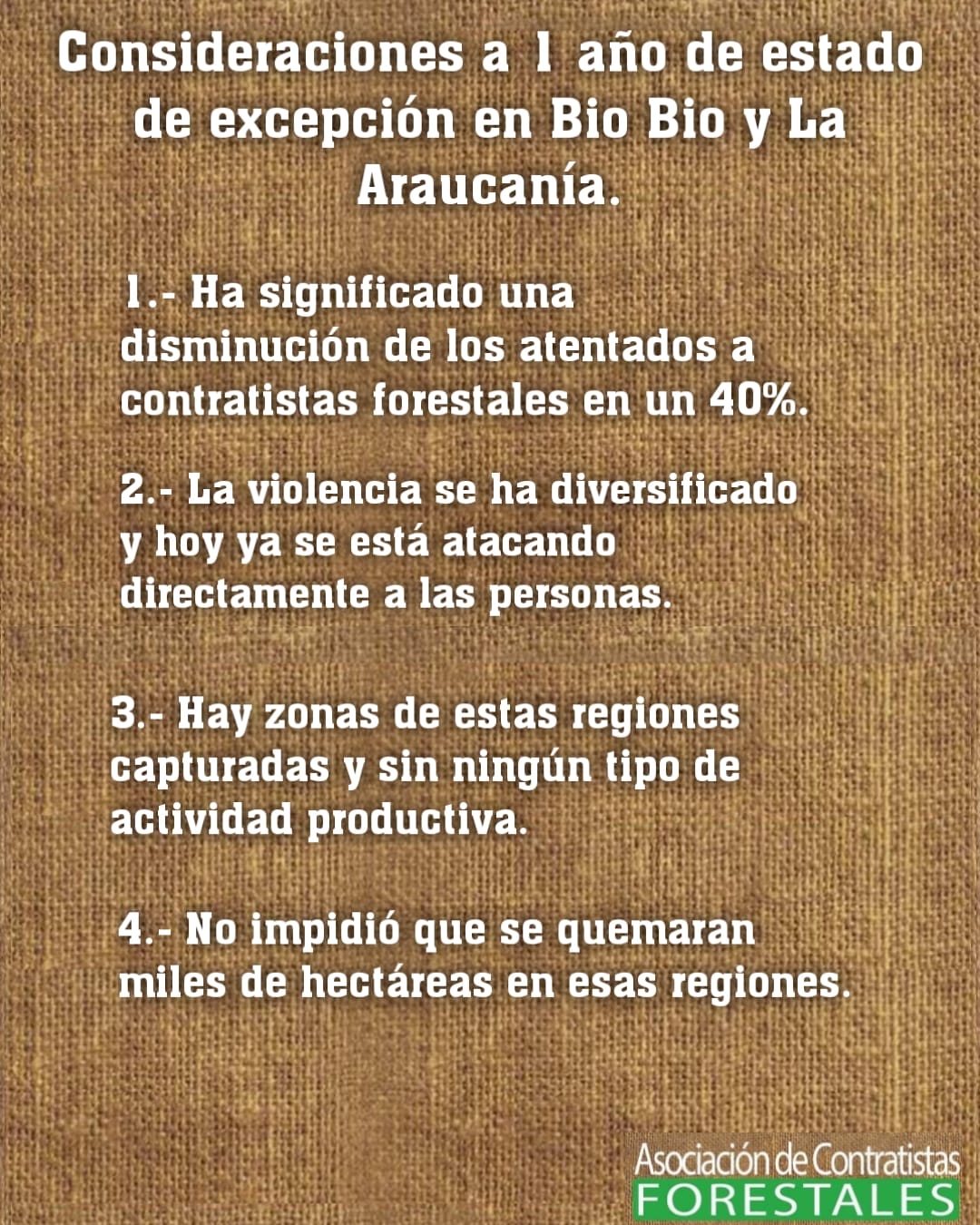 A un año del estado de excepción, Acoforag plantea: