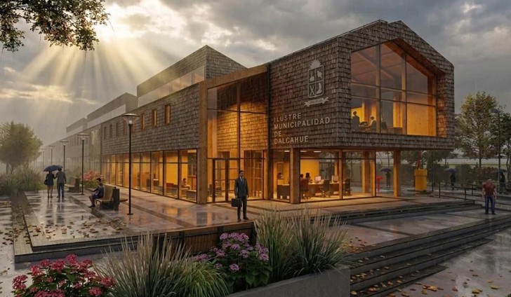 Dalcahue construye su nuevo Centro Cívico con estructura de madera laminada