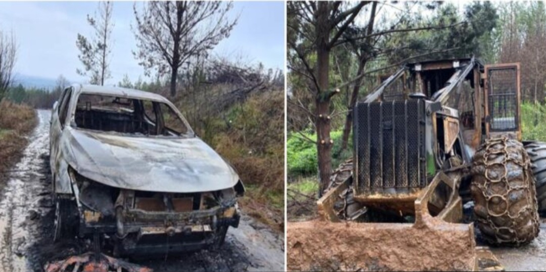 Un herido deja ataque armado a trabajadores en Lautaro: responsables quemaron vehículo y maquinaria