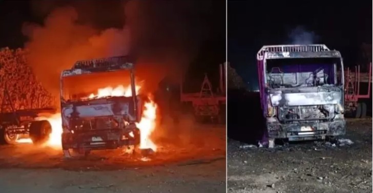 Homens armados e encapuzados queimam pelo menos quatro caminhões em Purén: deixaram faixa
