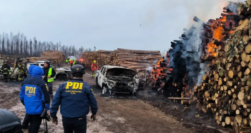 Arson attack in Mulchén forest property intensifies debate over security in the Southern Macrozone